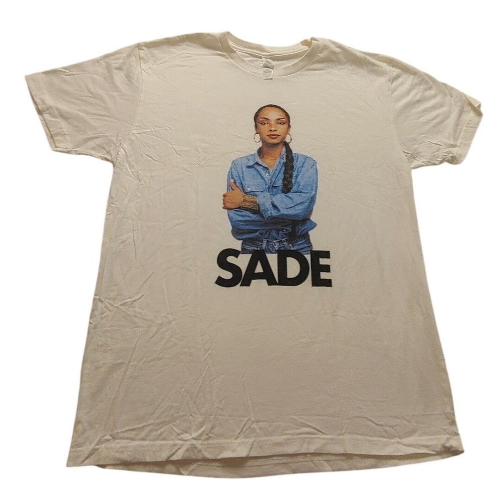 Sade Adu Portrait Graphic T-Shirt Next Level Apparel Cream Men's Medium Casual